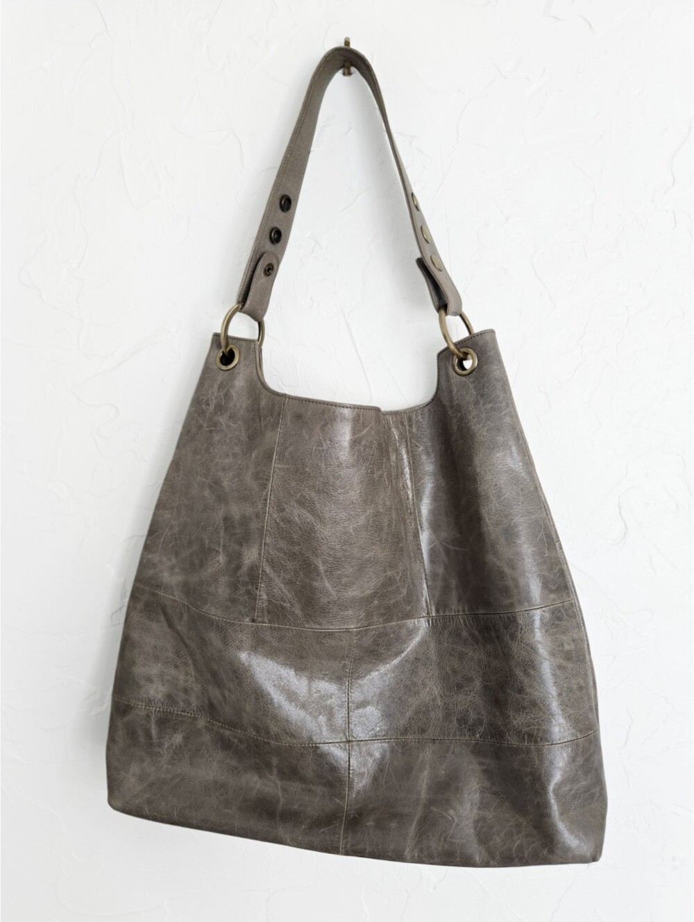 Chocolat Blu Leather Sage Green Patched Hobo Tote Bag